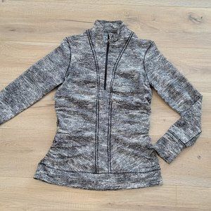 EUC Lululemon Cypress Kiss 1/2 Zip Rush Jacquard Black White - size 12